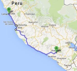 Over 1000km of Pacific coastline which I am planning to hitchhike to Peru's capital: Lima.