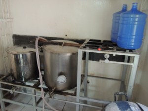 Brewing vats at the Stiers brewery.