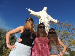 Having fun with Big Jesus in Cochabamba, Bolivia.